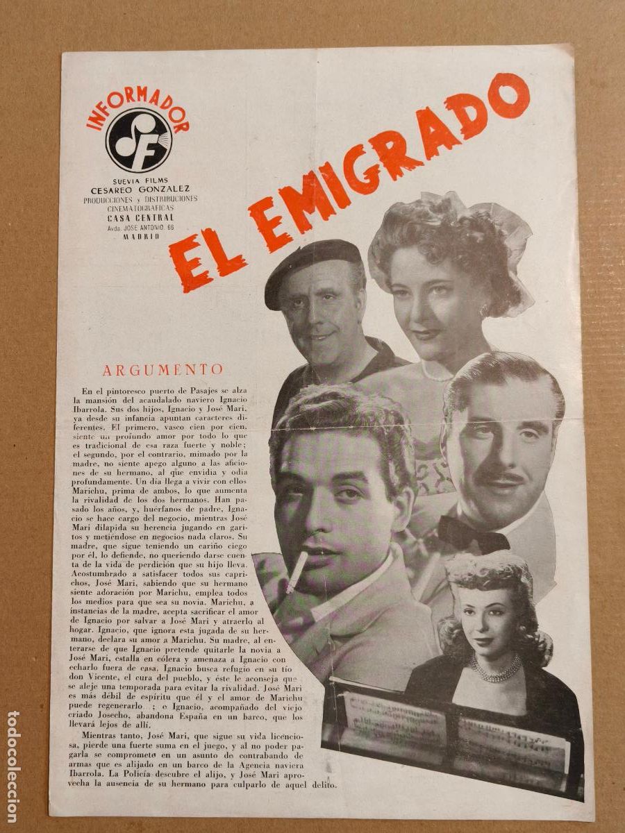 Cine: EL EMIGRADO GUIA DE CINE 1948