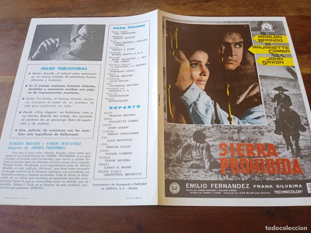 Cine: Sierra prohibida - Marlon Brandon, Anjanette Comer, John Saxon - Guia original Dipenfa 1966