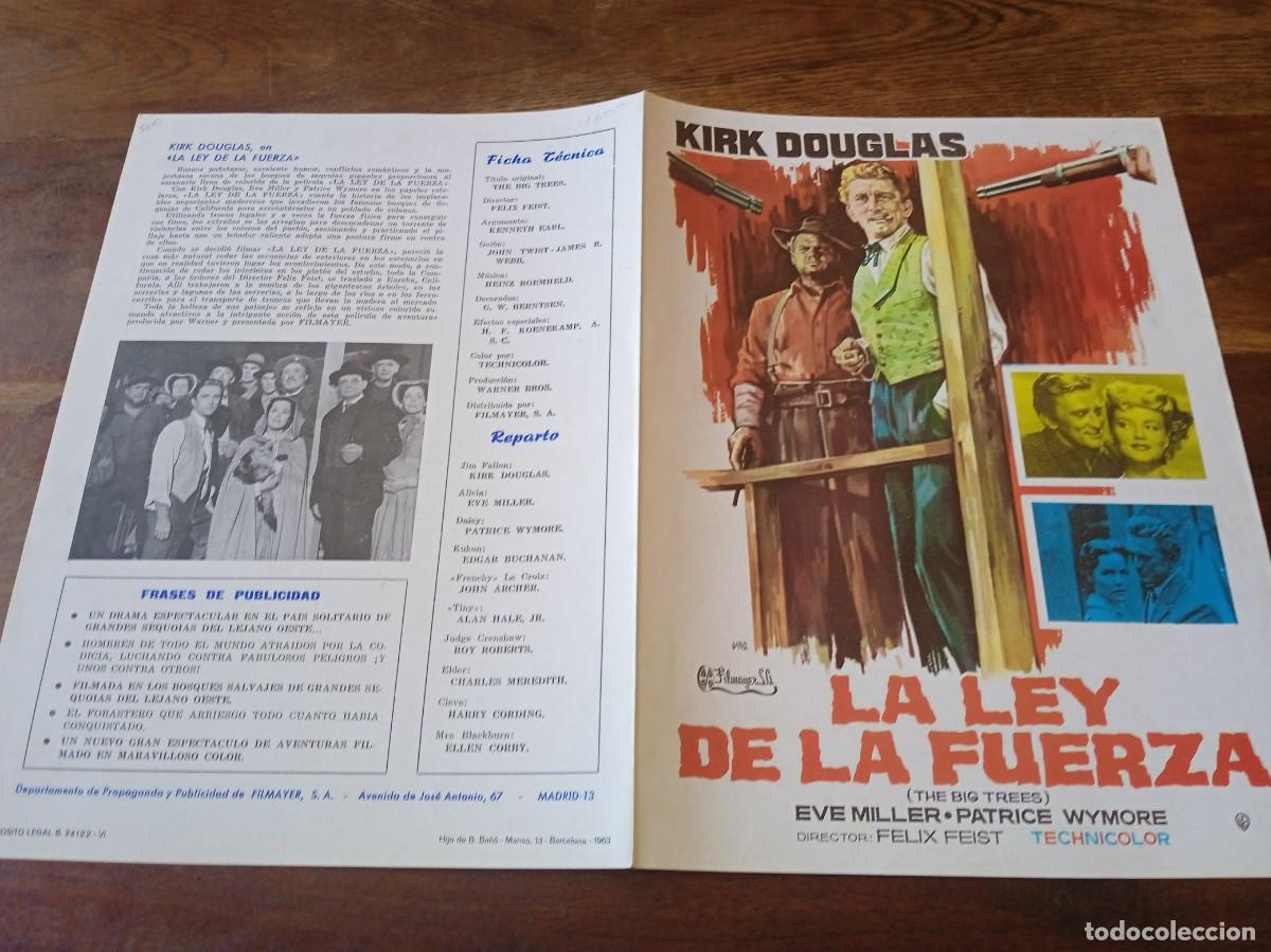 Cine: La ley de la fuerza - Kirk Douglas, Eve Miller, Patrice Wymore - Guia original Filmayer 1963 Jano