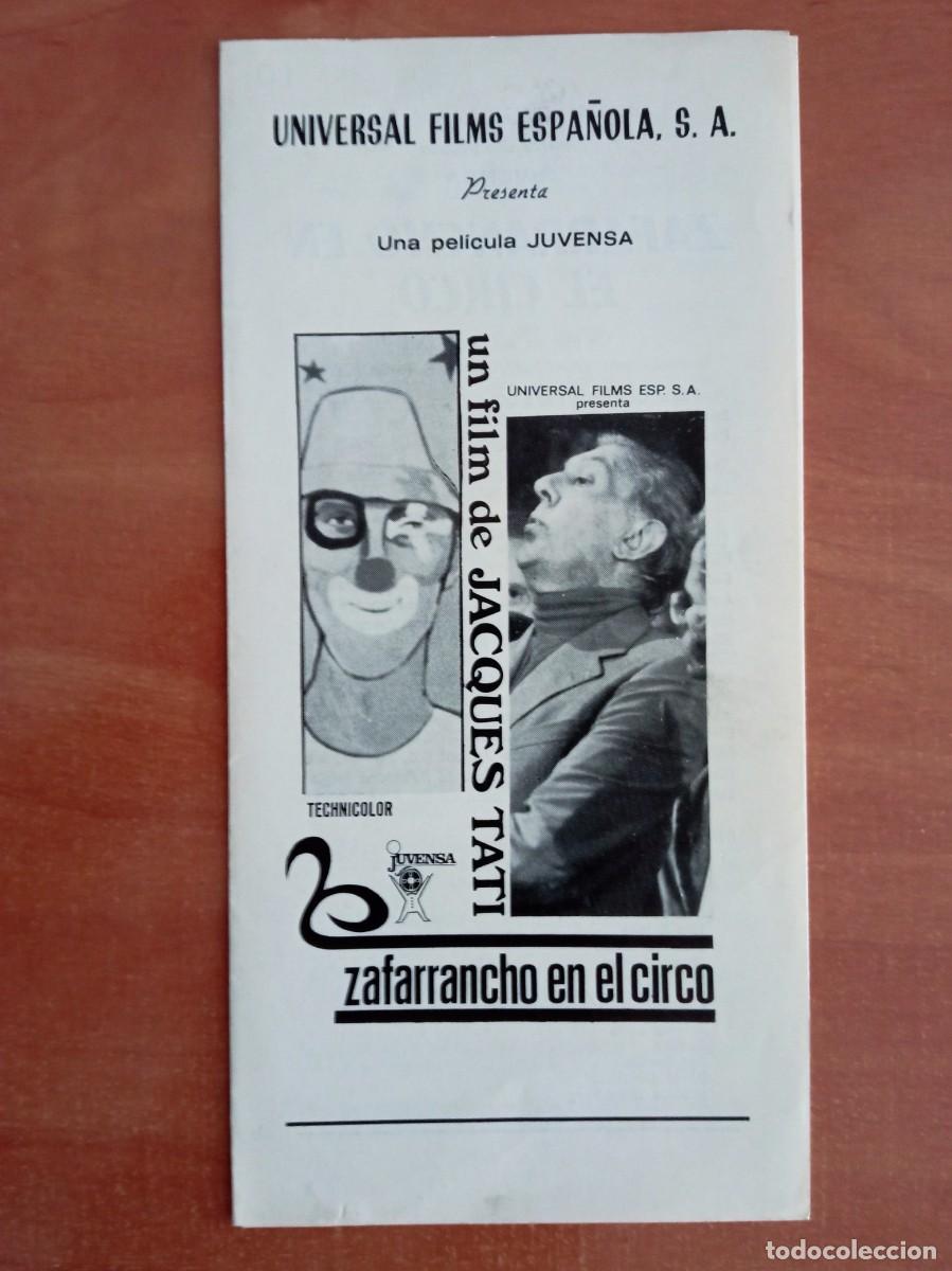 Cine: GU&Iacute;A PUBLICITARIA DE LA PEL&Iacute;CULA ZAFARRANCHO EN EL CIRCO, JACQUES TATI