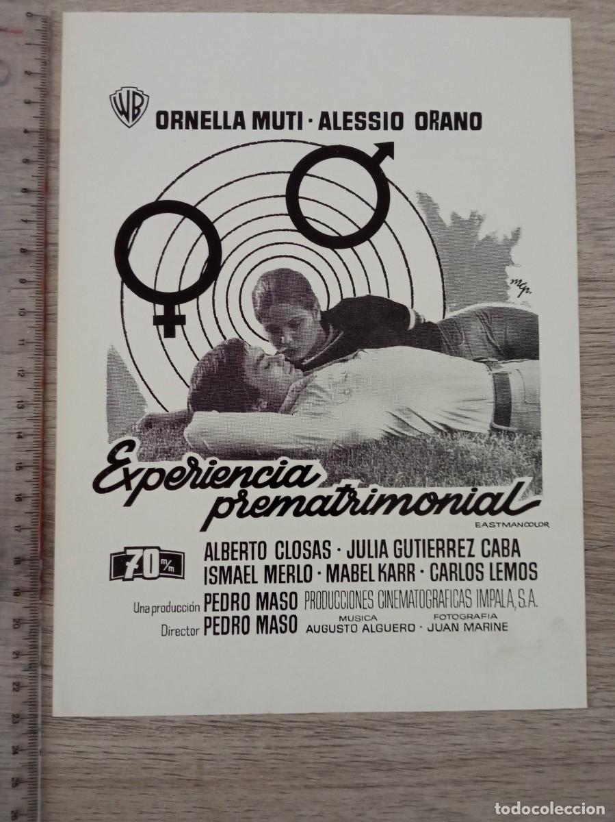 Cine: GU&Iacute;A PUBLICITARIA DE LA PEL&Iacute;CULA EXPERIENCIA PREMATRIMONIAL, ORNELLA MUTI