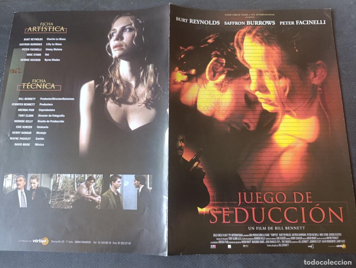 Cine: JUEGO DE SEDUCCION (GUIA ORIGINAL CINE TRIPTICA) BURT REYNOLDS (PEDIDO MINIMO 5 EUROS)