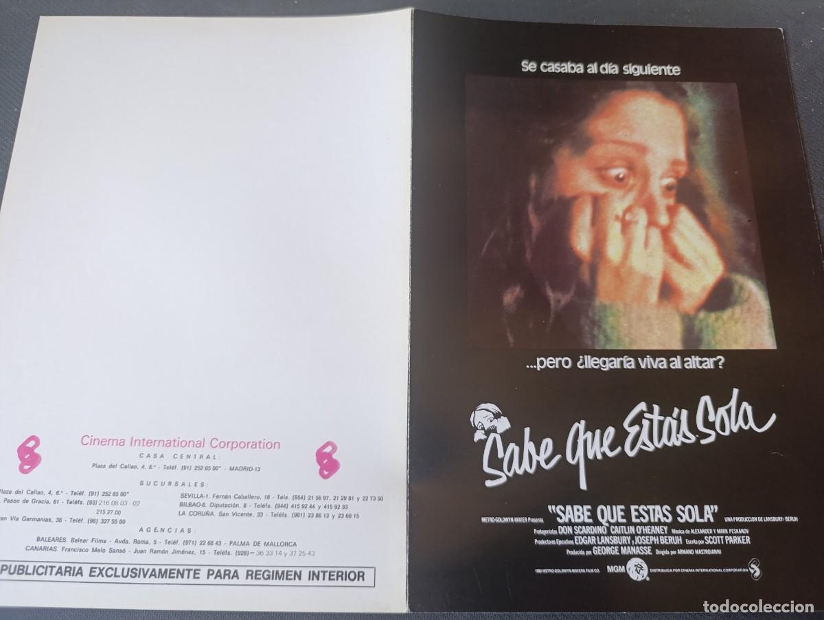 Cine: SABE QUE ESTAS SOLA (GUIA ORIGINAL CINE DOBLE)(PEDIDO MINIMO 5 EUROS)