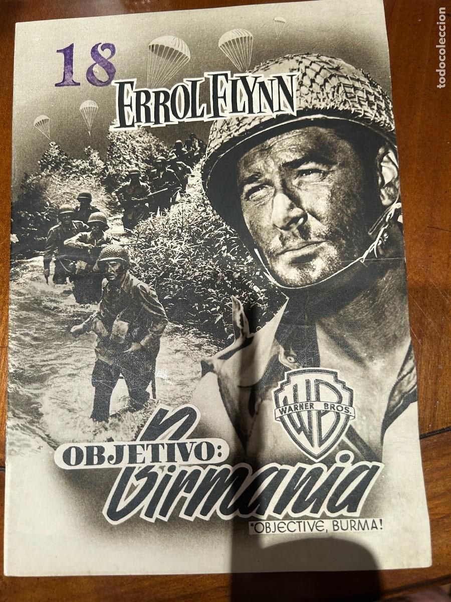 Cine: objetivo birmania guia publicitaria nueva 8 hojas dobles errol flynn
