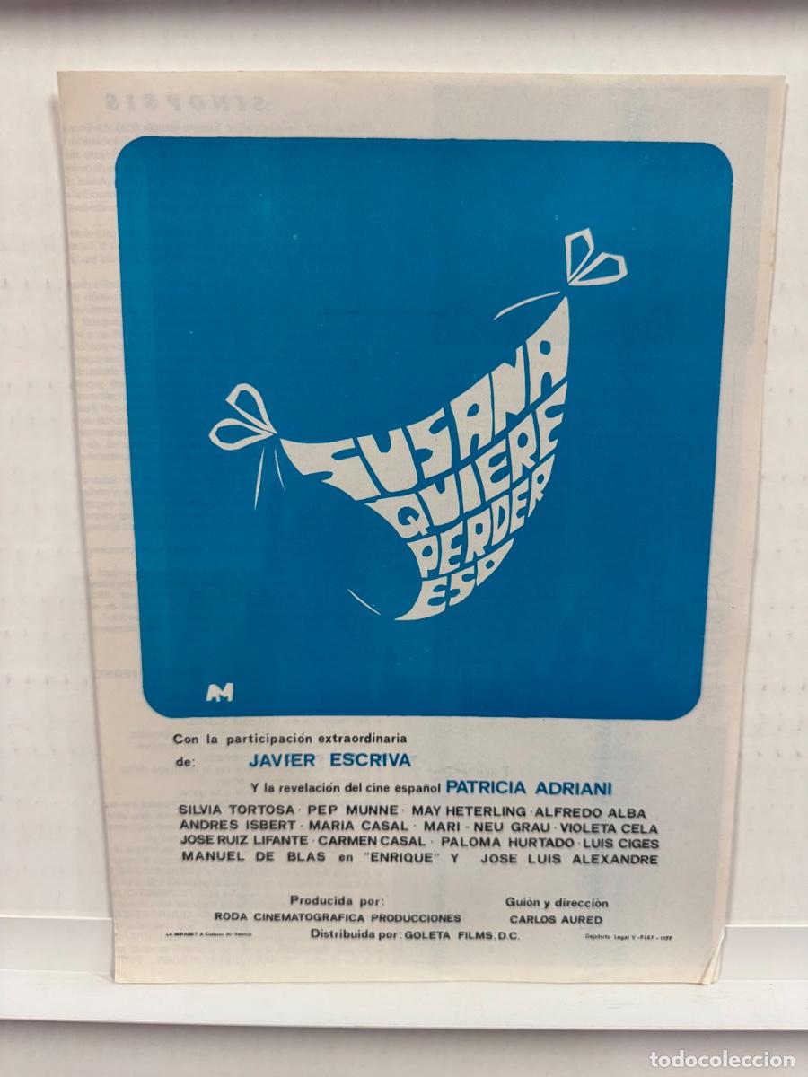 Cine: Susana quiere perder eso, Javier Escriva, Patricia Adriani, GUIA CINE DOBLE