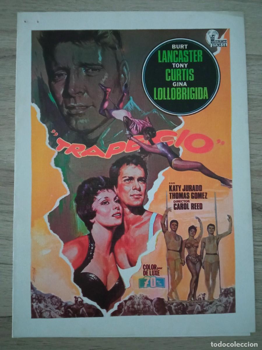 Cine: GU&Iacute;A PUBLICITARIA DE LA PEL&Iacute;CULA TRAPECIO, BURT LANCASTER, TONY CURTIS, GINA LOLLOBRIGIDA