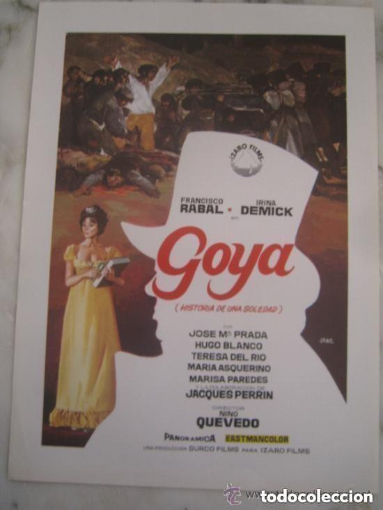 Cine: Goya historia de una soledad - Francisco Rabal - Marisa Paredes - guia publicitaria original estreno