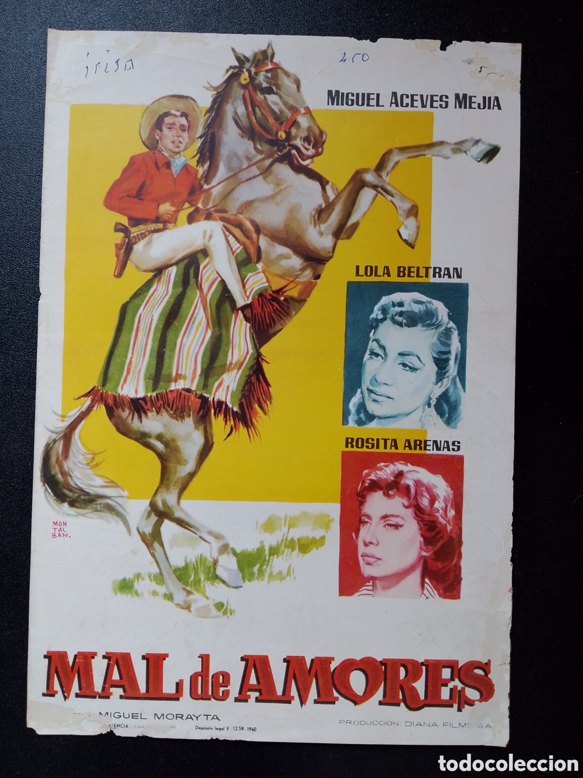 Cine: MAL DE AMORES MIGUEL ACEVES LOLA BELTRAN ROSITA ARENAS - GUIA DE CINE ORIGINAL CA88