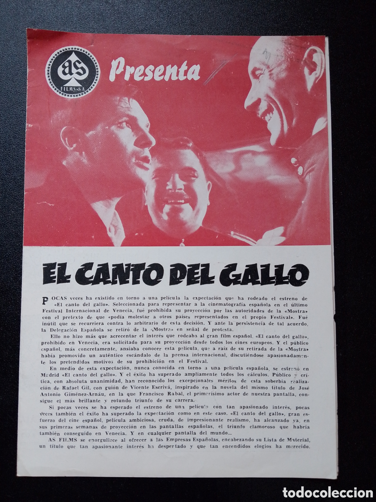 Cine: EL CANTO DEL GALLO GUIA DE CINE ORIGINAL