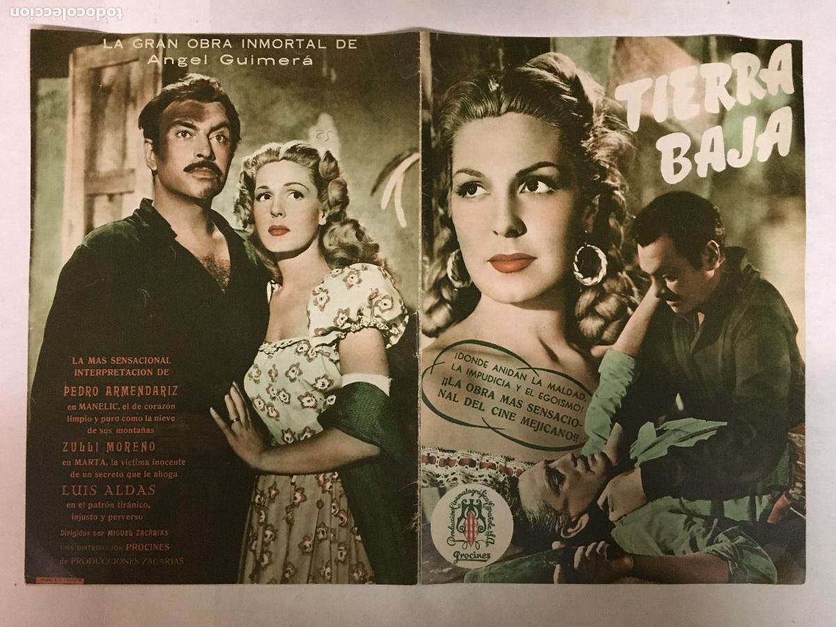 Cinema: G10317 TIERRA BAJA PEDRO ARMENDARIZ ZULLY MORENO GUIA ORIGINAL ESTRENO PROCINES