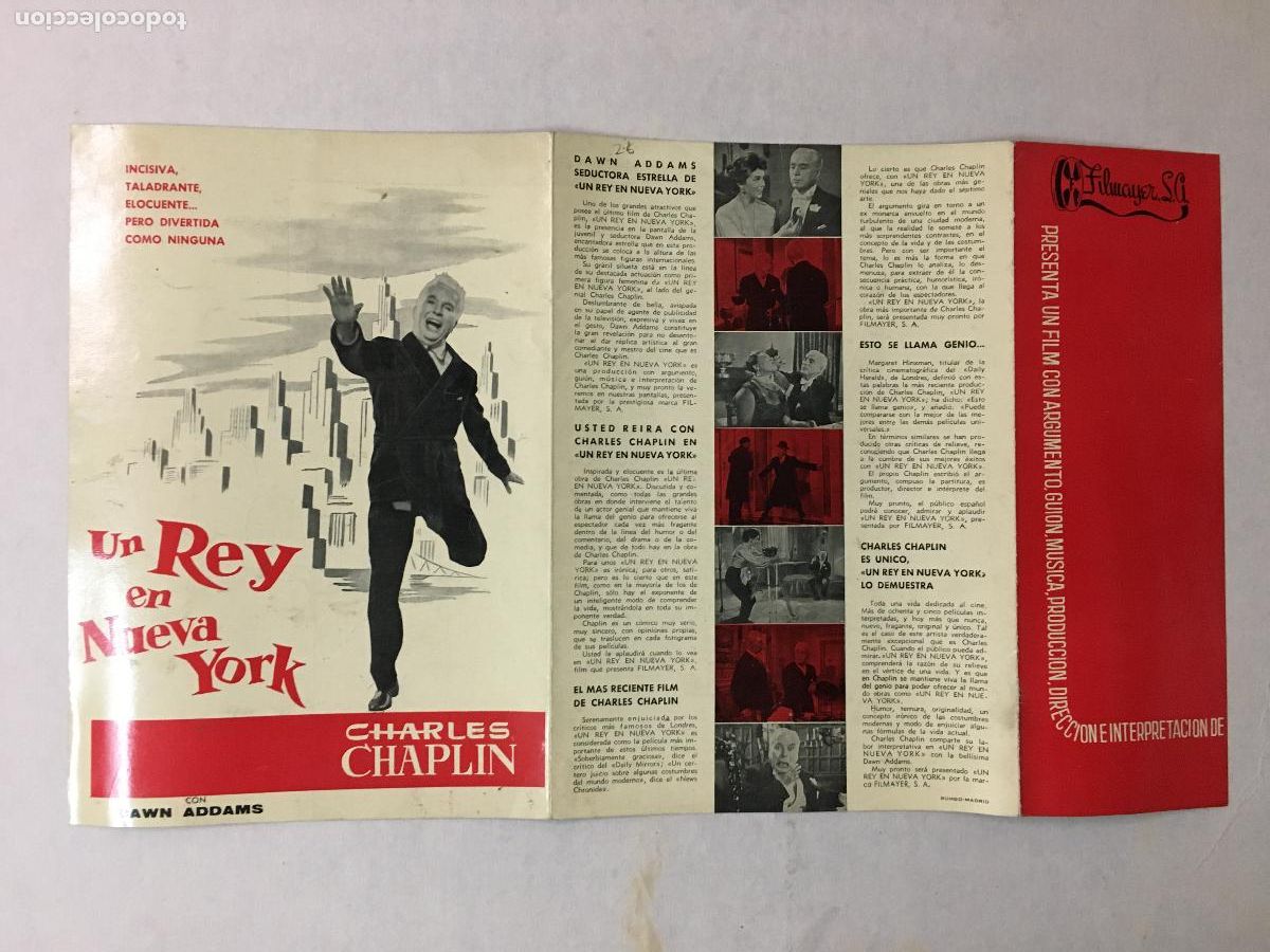 Cinema: G10328 CHARLES CHAPLIN UN REY EN NUEVA YORK GUIA ORIGINAL FILMAYER ESTRENO