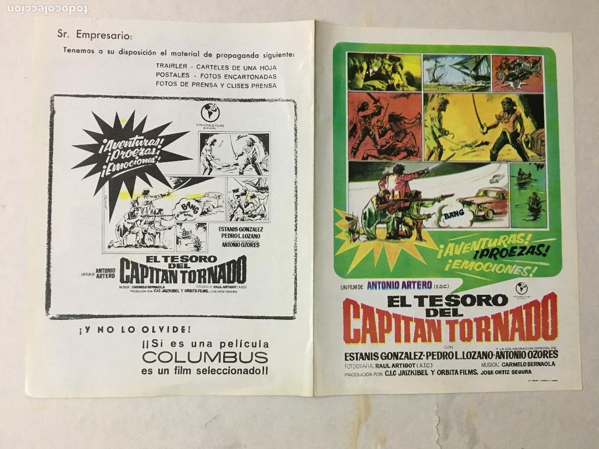 Cine: G10333 EL TESORO DEL CAPITAN TORNADO ANTONIO OZORES ARTERO GUIA ORIGINAL COLUMBUS ESTRENO