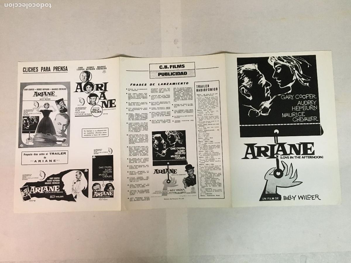 Cinema: G10339 ARIANE GARY COOPER AUDREY HEPBURN BILLY WILDER GUIA ORIGINAL CB REPO 71