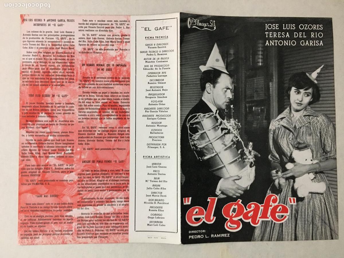 Cinema: G10344 EL GAFE JOSE LUIS OZORES ANTONIO GARISA PEDRO L. RAMIREZ GUIA ORIGINAL ESTRENO FILMAYER h1