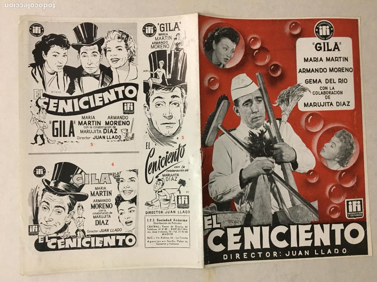 Cinema: G10349 EL CENICIENTO GILA MARUJITA DIAZ JUAN LLADO GUIA ORIGINAL ESTRENO IFI