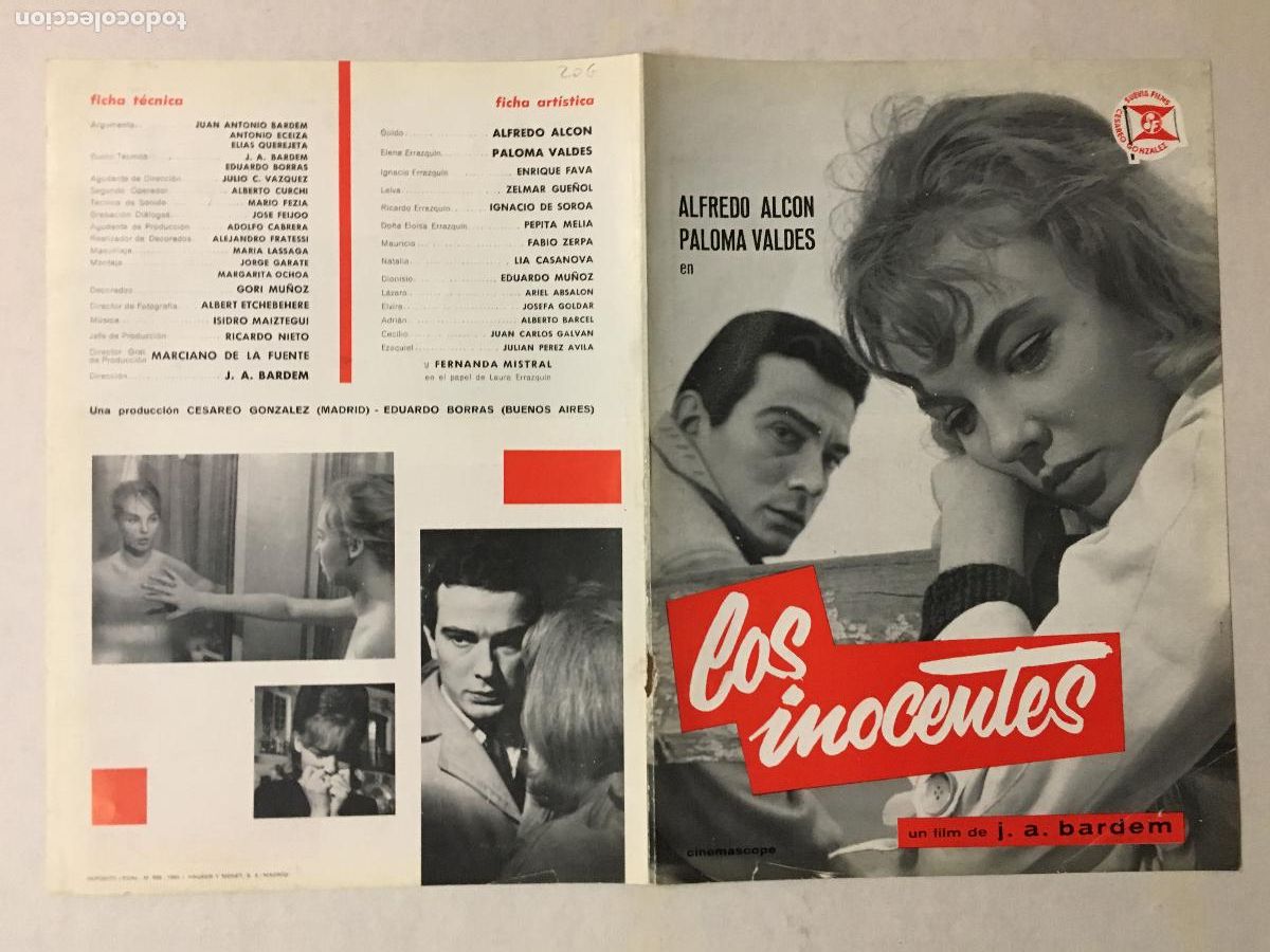 Cin&eacute;ma: G10351 LOS INOCENTES JUAN ANTONIO BARDEM PALOMA VALDES GUIA ORIGINAL ESTRENO SUEVIA