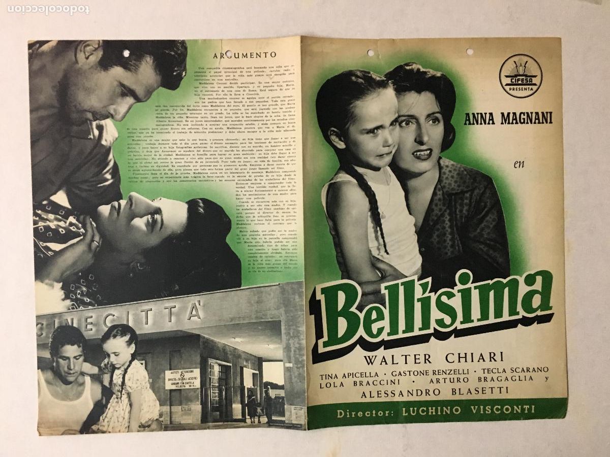 Cinema: G10352 BELLISIMA LUCHINO VISCONTI ANNA MAGNANI GUIA ORIGINAL ESTRENO CIFESA