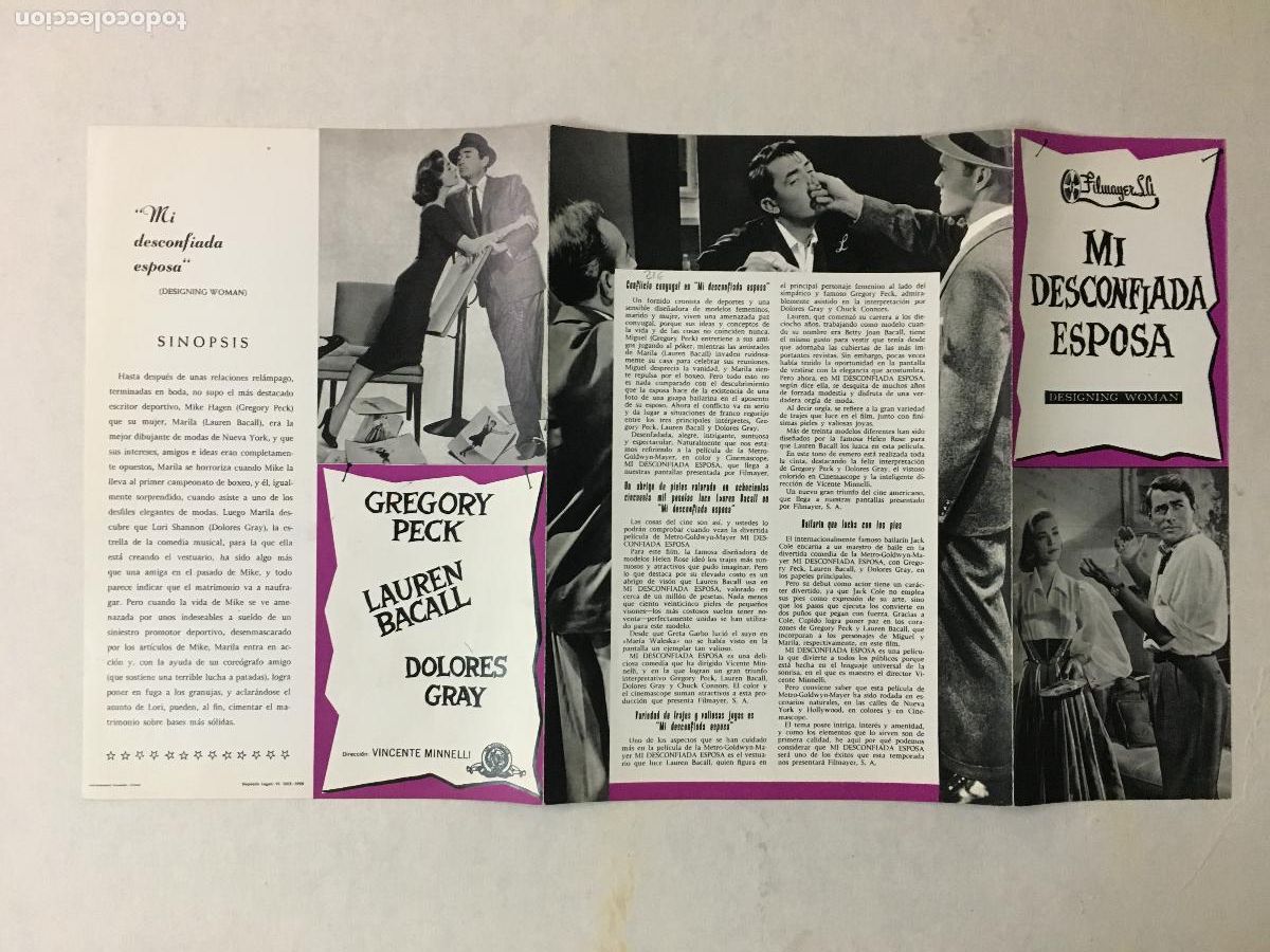 Cinema: G10355 MI DESCONFIADA ESPOSA GREGORY PECK LAUREN BACALL VINCENTE MINNELLI GUIA ORIG ESTRENO FILMAYER