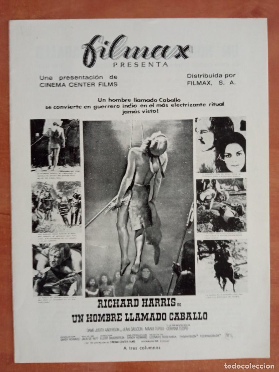 Cine: GU&Iacute;A PUBLICITARIA DE LA PEL&Iacute;CULA UN HOMBRE LLAMADO CABALLO, RICHARD HARRIS