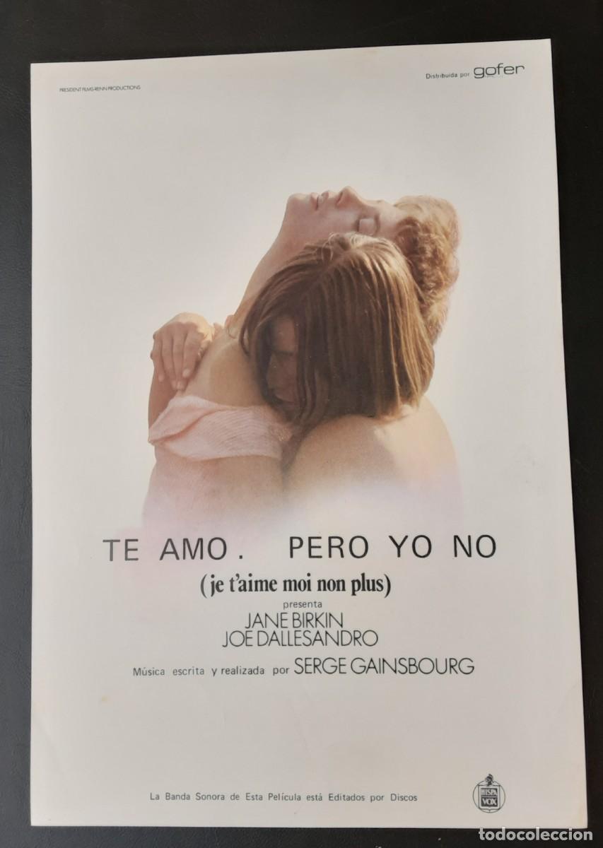 Cine: TE AMO, PERO YO NO ( JE T'AIME MOI NON PLUS), JANE BIRKIN, JOE DALESSANDRO.