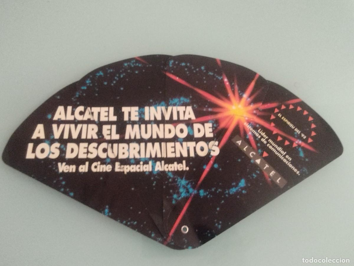 Cine: Abanico publicitario de Alcatel para promocionar el Cine Espacial (Omnimax) del Pabell&oacute;n del Univers