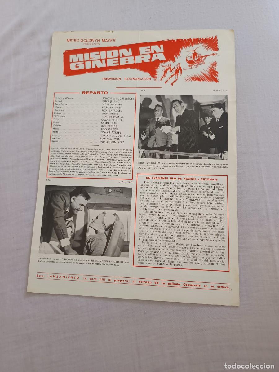 Cine: GUIA DE CINE DOBLE MISION EN GINEBRA