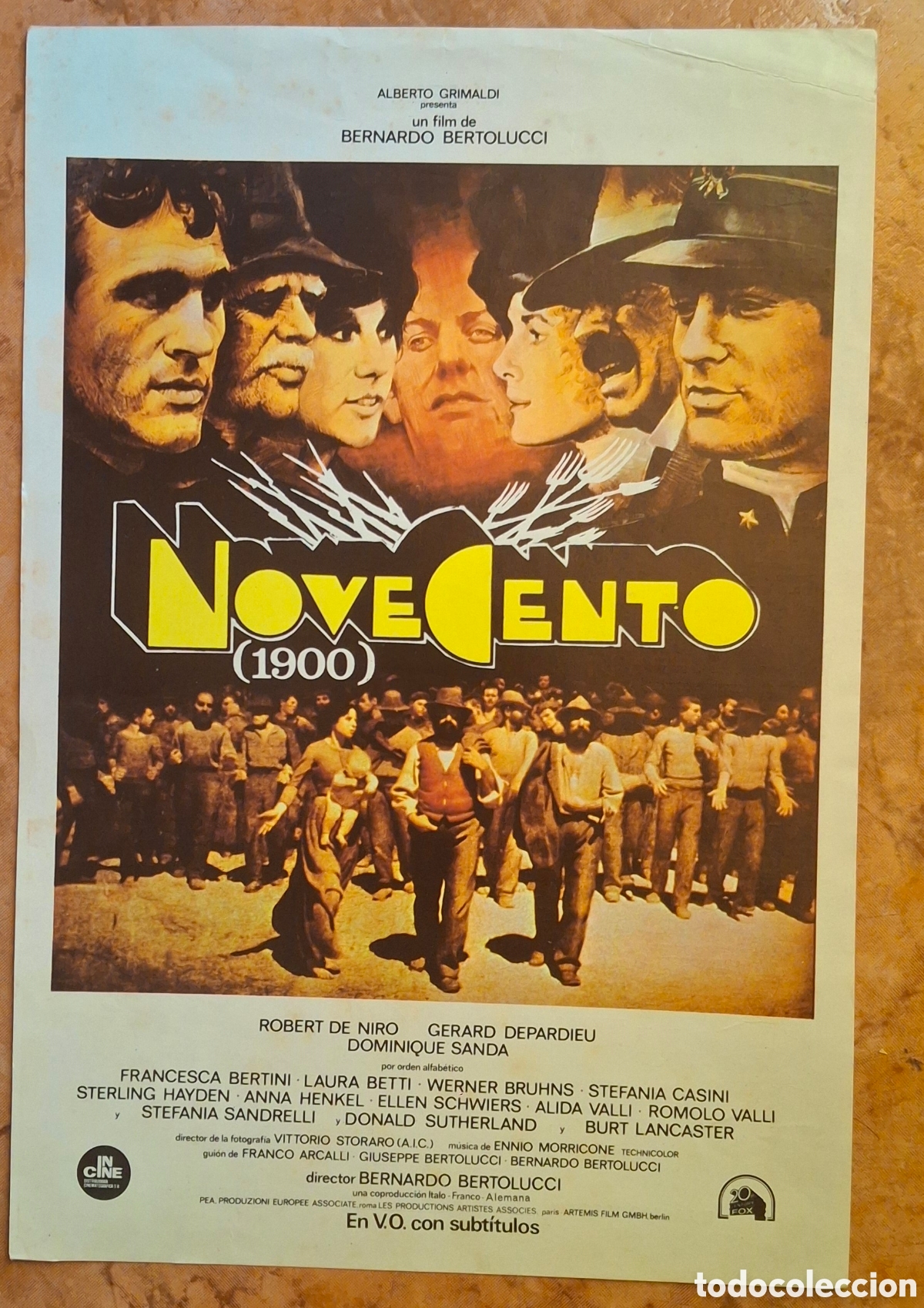 Cine: Diptico de Mano Original Cine - NOVECENTO (1900) - Bernardo Bertolucci, De Niro - 1976/77