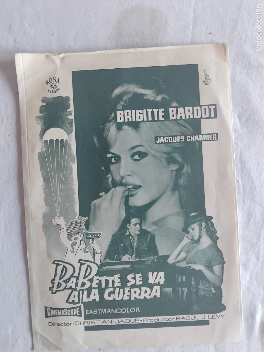 Cine: GUIA DE CINE ORIGINAL BABETTE SE VA A LA GUERRA. BRIGITTE BARDOT.