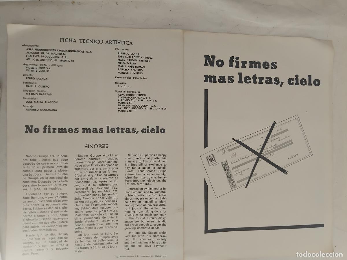 Cine: GUIA DE CINE ORIGINAL . NO FIRMES MAS LETRAS CIELO. ALFREDO LANDA, J.L. LOPEZ VAZQUEZ. 1972