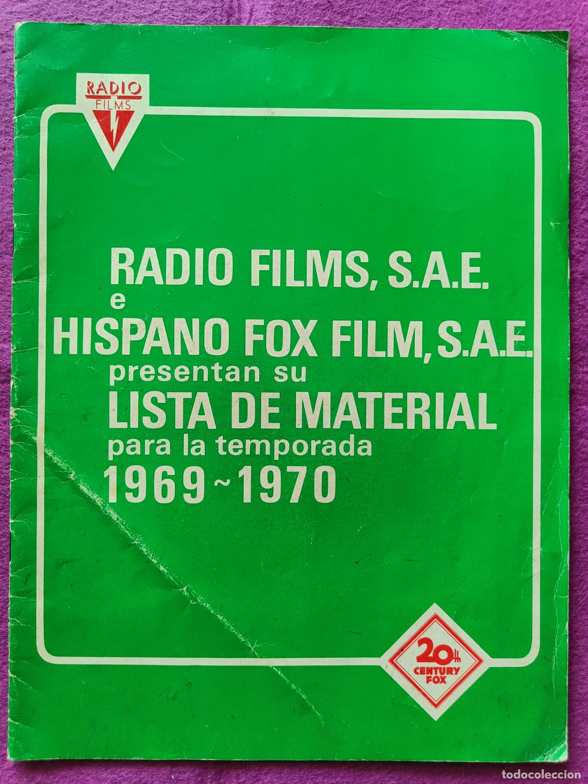 Cinema: GUIA PUBLICITARIA CINE RADIO FILMS LISTA MATERIAL TEMPORADA 1969 1970 CENTURY FOX G2058