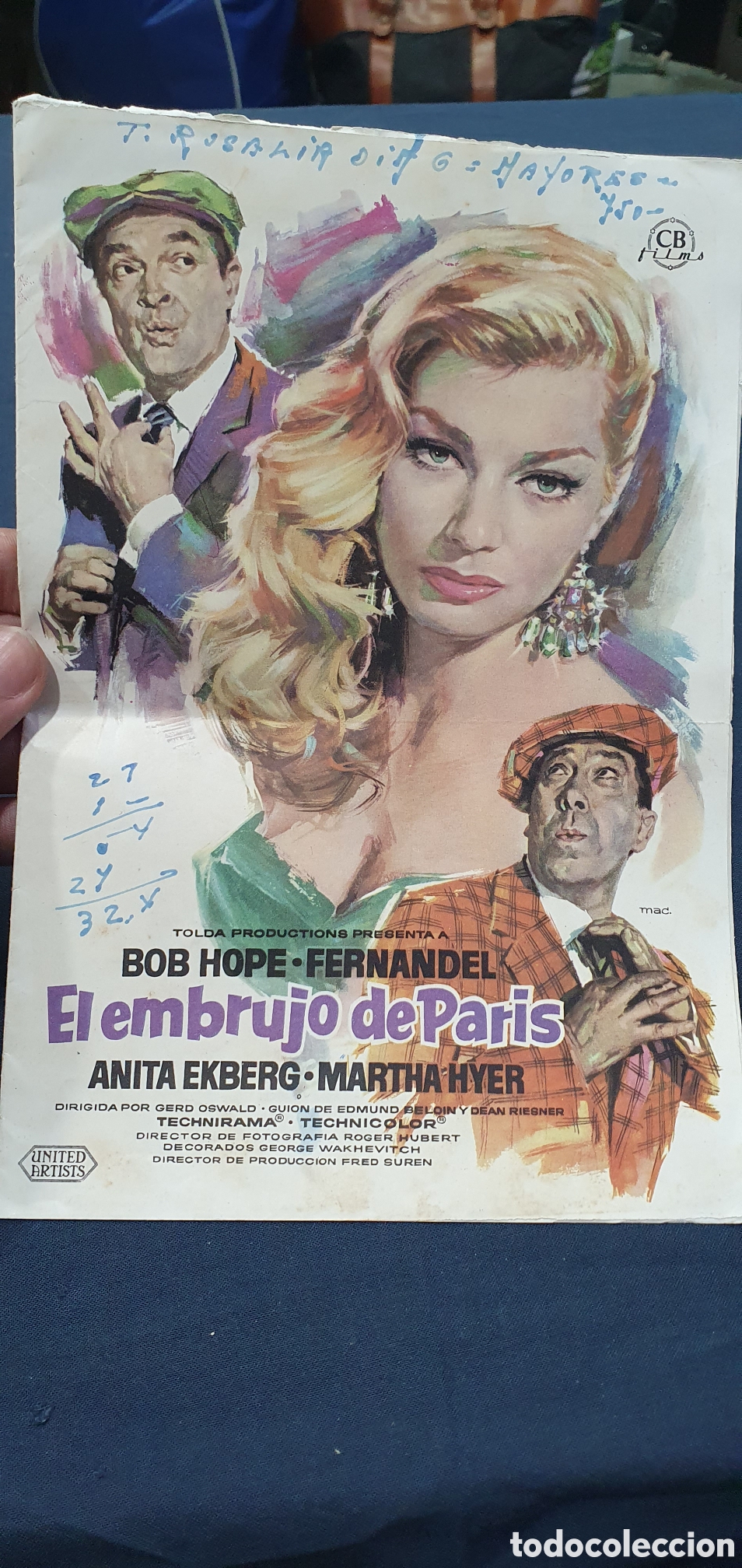 Cinema: Librillo programa guia cine. El embrujo de Par&iacute;s. (L137)