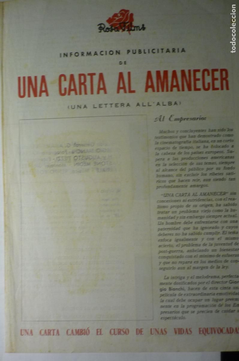Cine: GUIA DOBLE UNA CARTA AL AMANECER JACQUES SERNAS