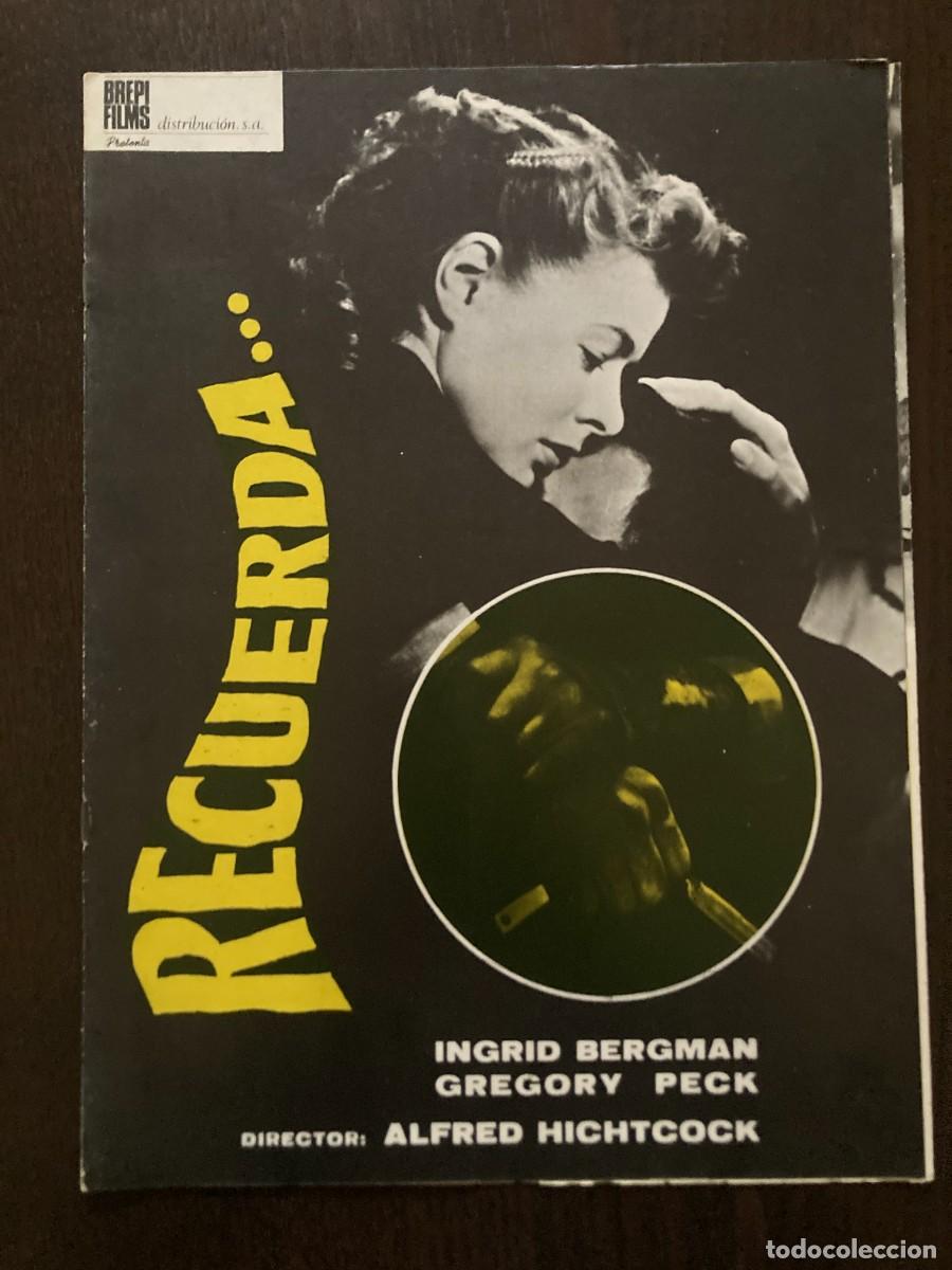 Cine: GUIA TRIPTICO DE CINE ORIGINAL REESTRENO 1965 / RECUERDA - Alfred Hitchcock