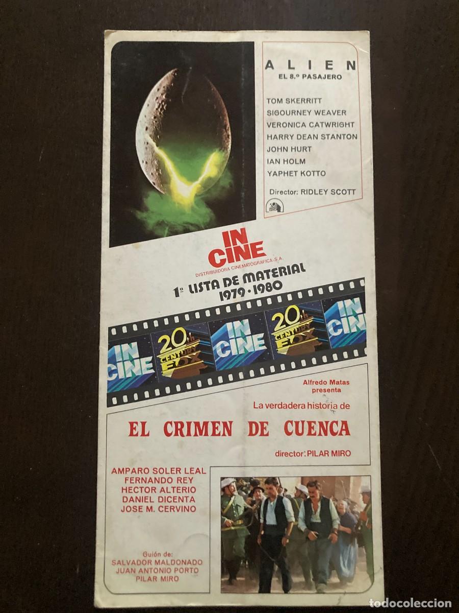 Cine: IN CINE - 1&ordf; LISTA DE MATERIAL 1979 - 80 / ALIEN - EN PREPARACI&Oacute;N EL IMPERIO CONTRAATACA STAR WARS