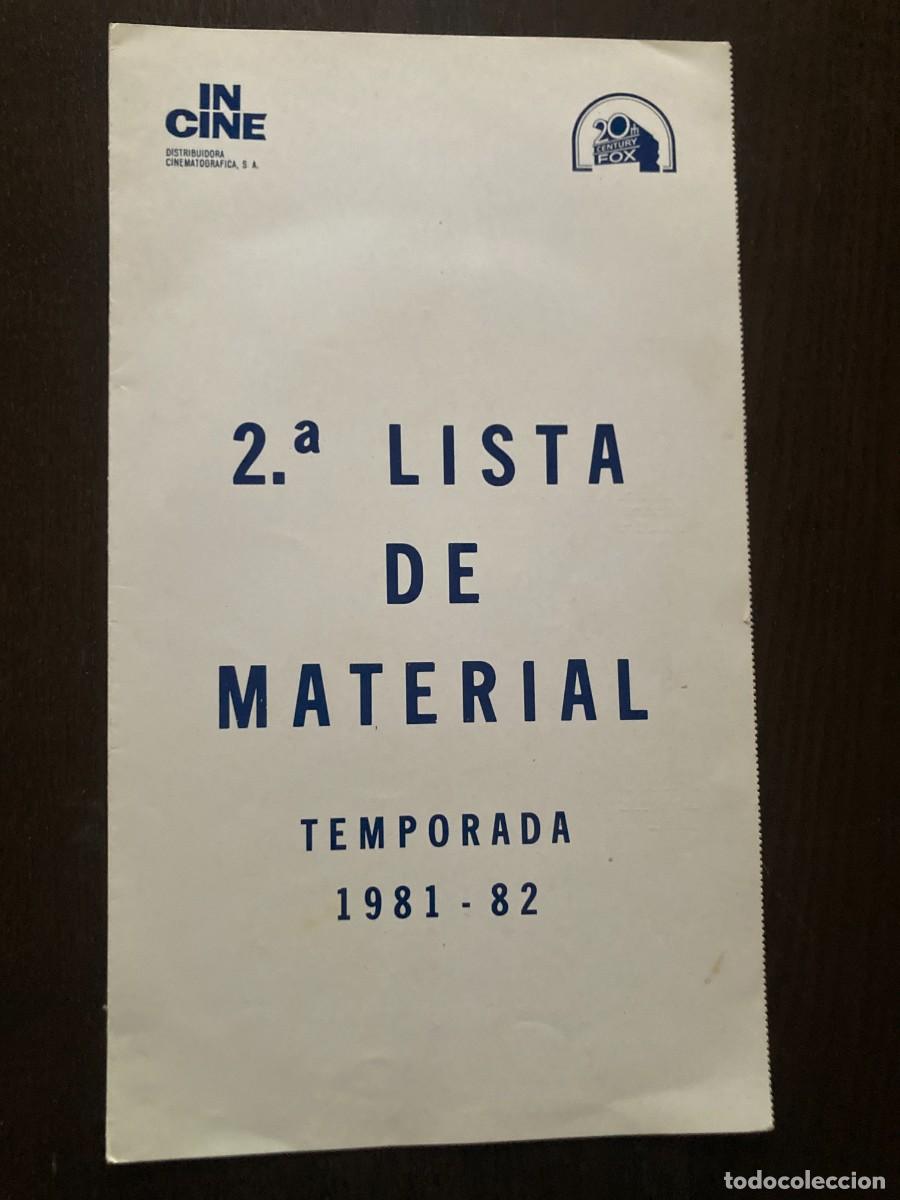 Cine: IN CINE - 2&ordf; LISTA DE MATERIAL 1981 - 82 / Varios t&iacute;tulos
