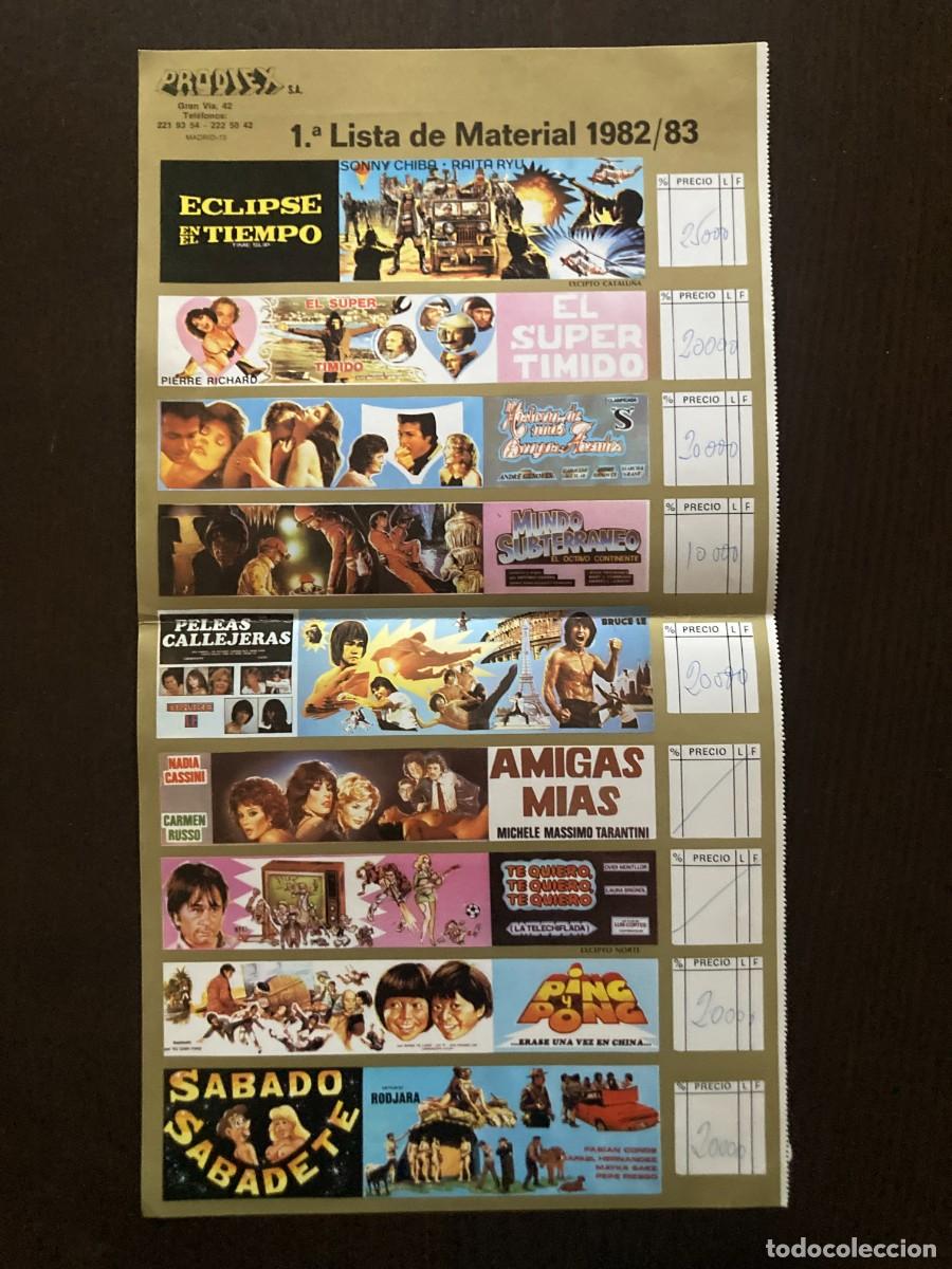 Cine: PRODIEX S.A. - 1&ordf; LISTA DE MATERIAL 1982 - 83