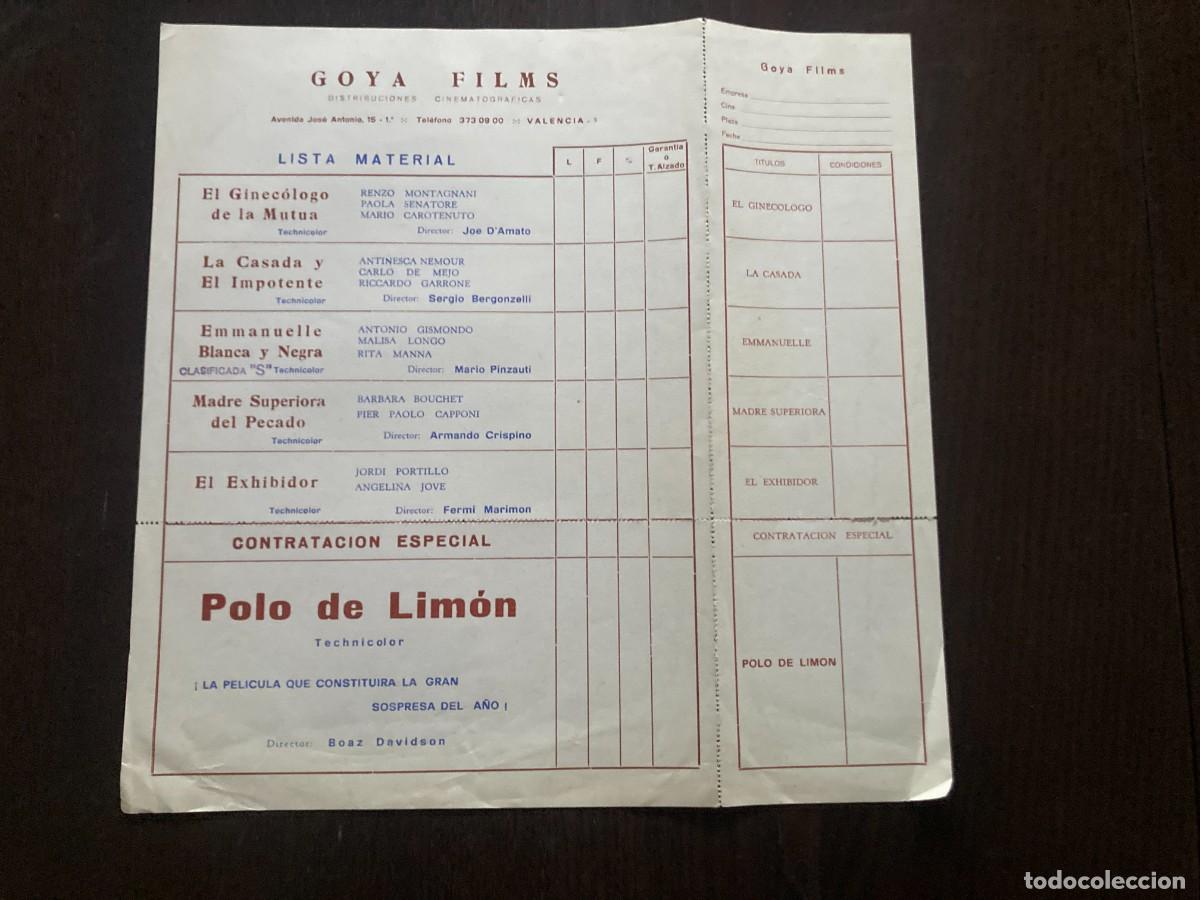 Cine: GOYA FILMS - LISTA DE MATERIAL