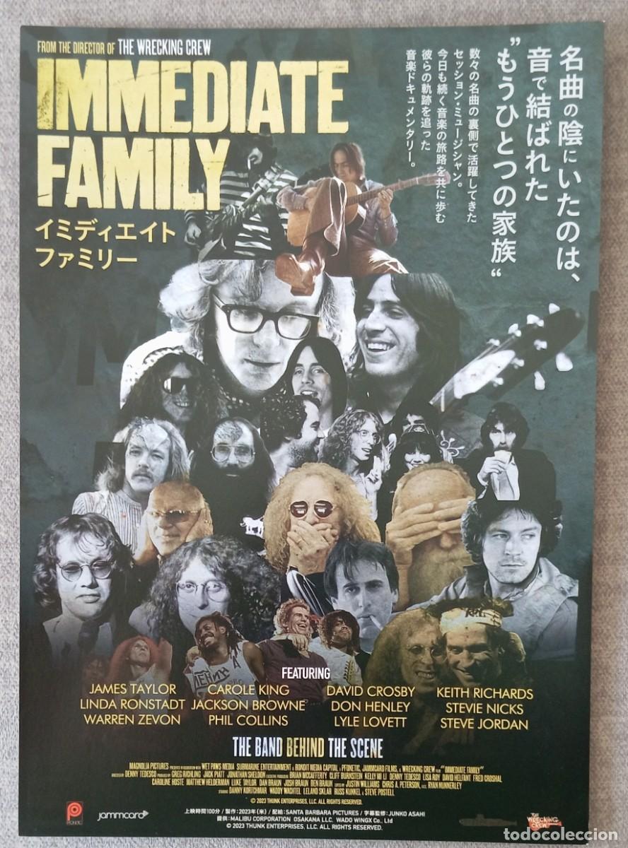 Cine: Gu&iacute;a japonesa programa flyer japon&eacute;s documental IMMEDIATE FAMILY. Phil Collins, Keith Richards JAP&Oacute;