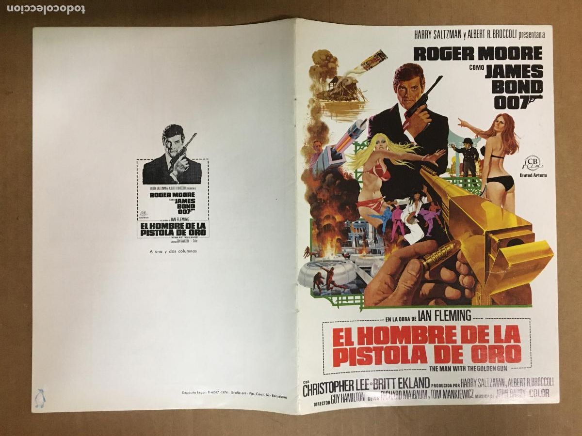 Cinema: G10366 EL HOMBRE DE LA PISTOLA DE ORO JAMES BOND 007 ROGER MOORE GUIA ORIGINAL CB ESTRENO