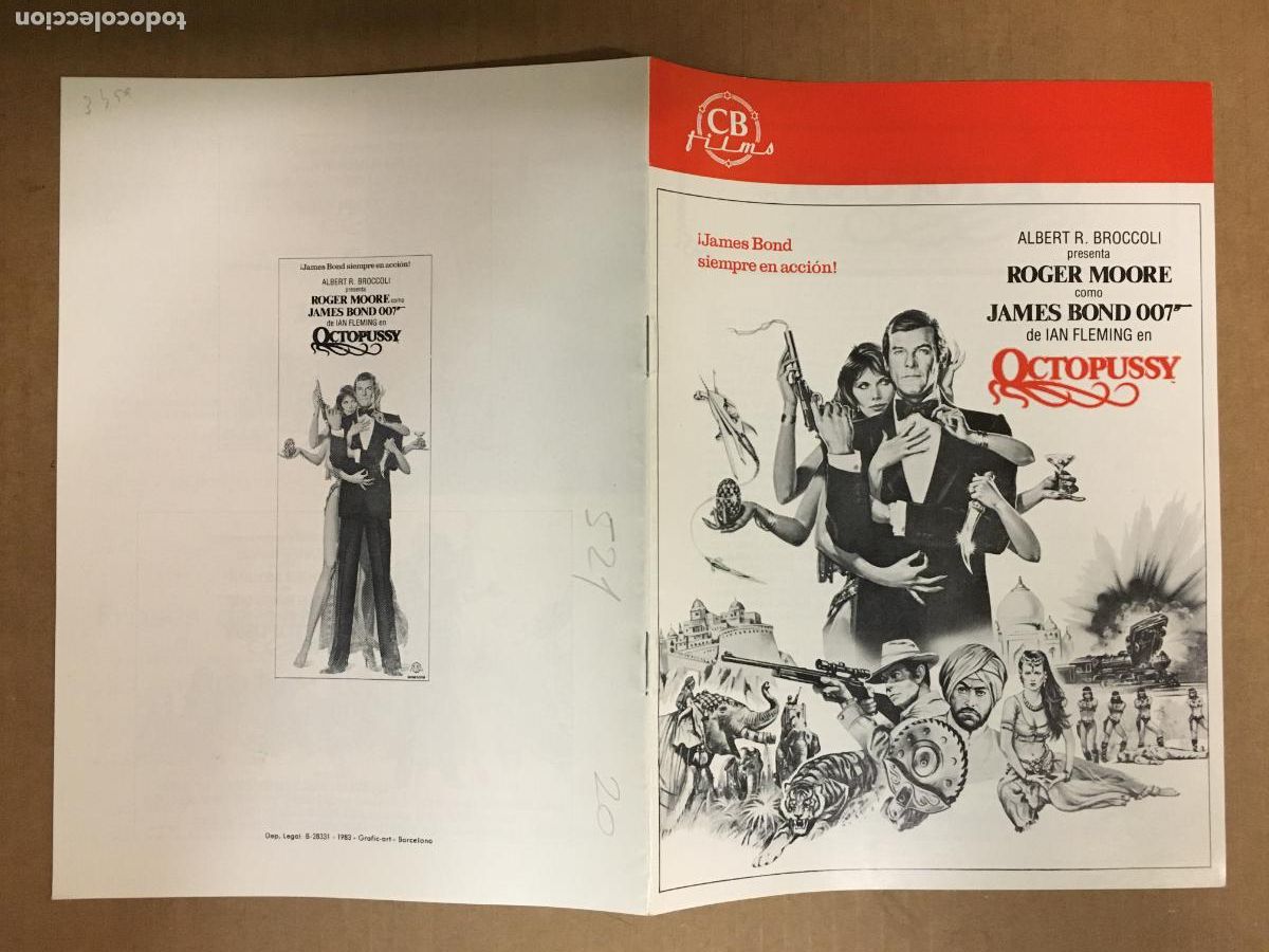 Cinema: G10367 OCTOPUSSY JAMES BOND 007 ROGER MOORE GUIA ORIGINAL CB ESTRENO
