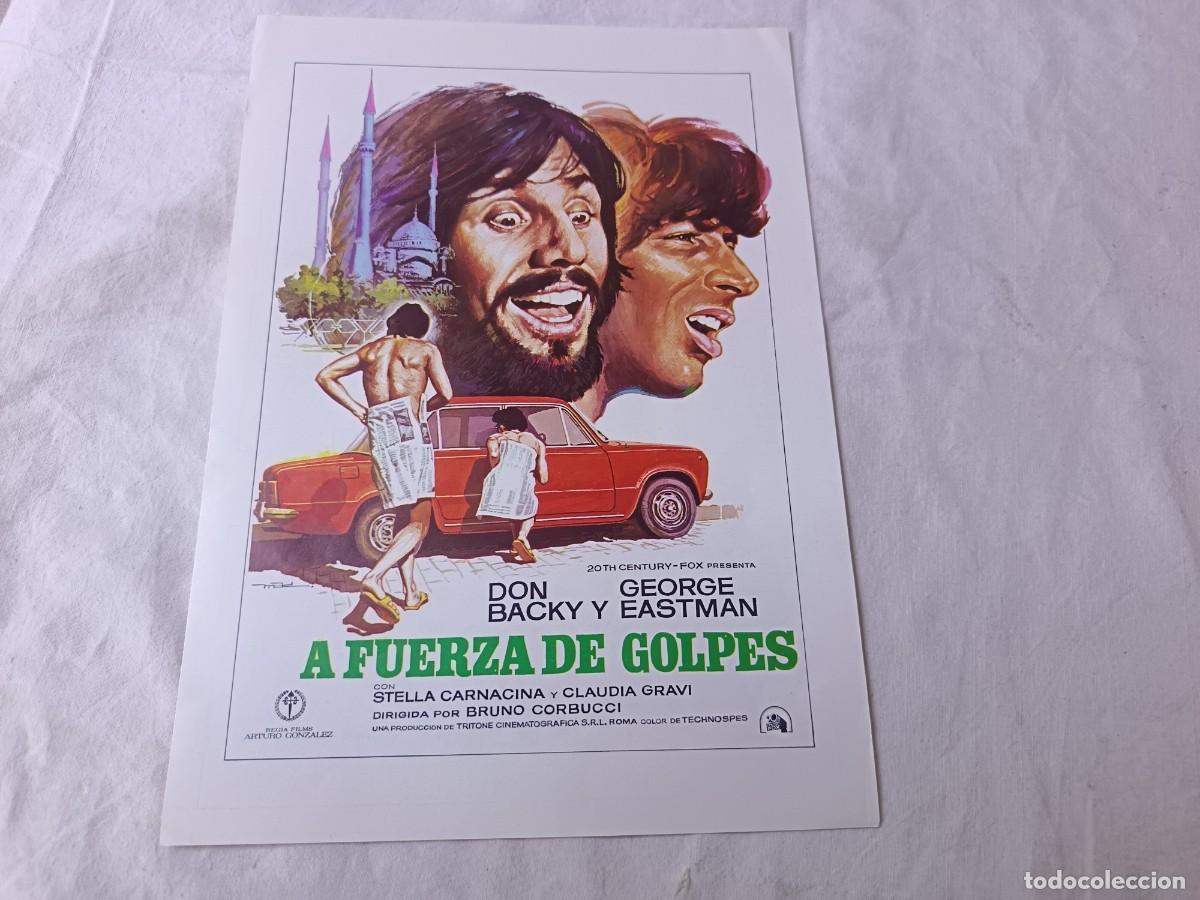 Cinema: Gu&iacute;a Publicitaria de Cine, antigua o vintage, A Fuerza de Golpes, unos 30 x 22 cms.