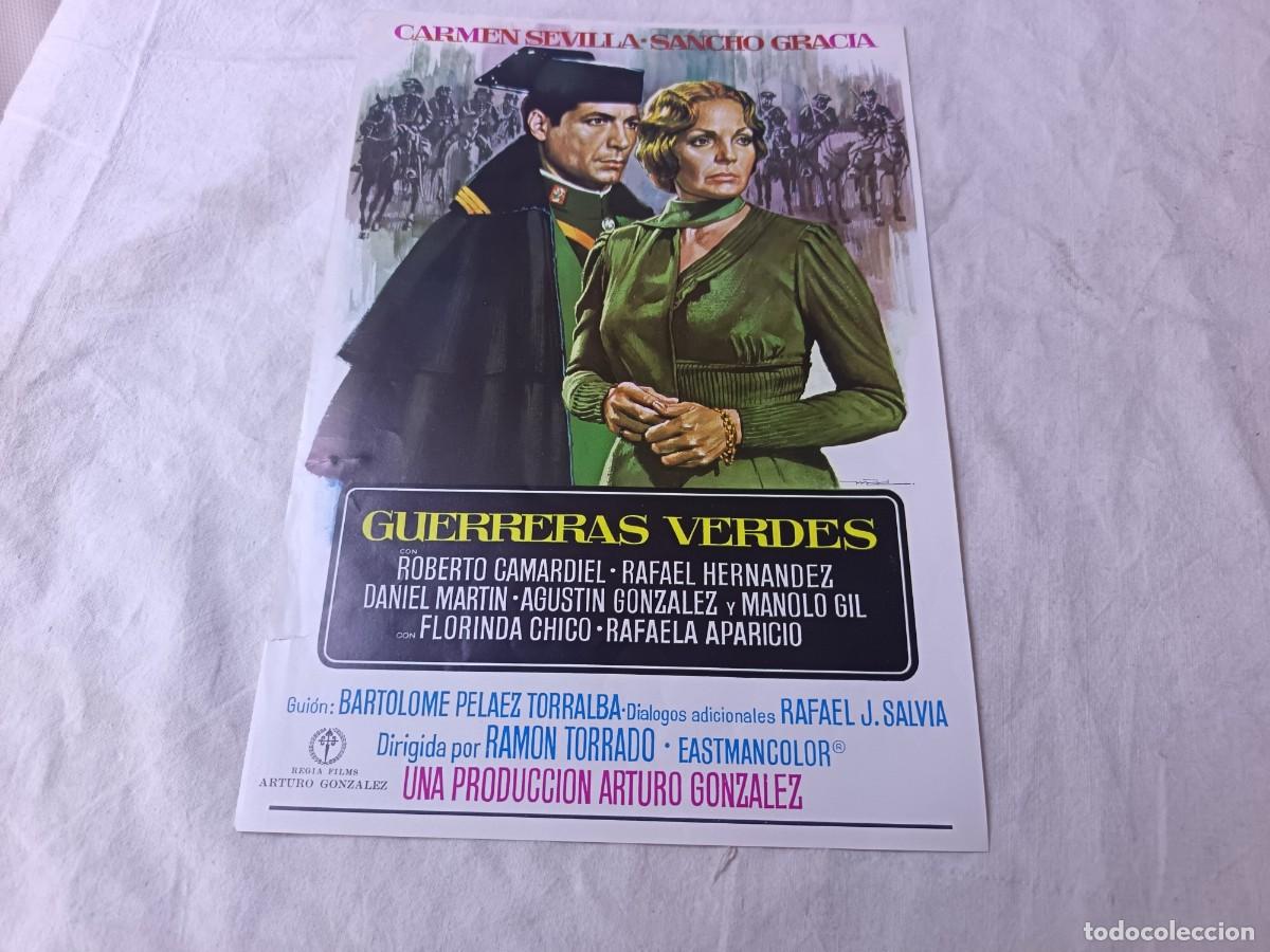 Cinema: Gu&iacute;a Publicitaria de Cine, antigua o vintage, Guerreras Verdes, unos 30 x 22 cms.