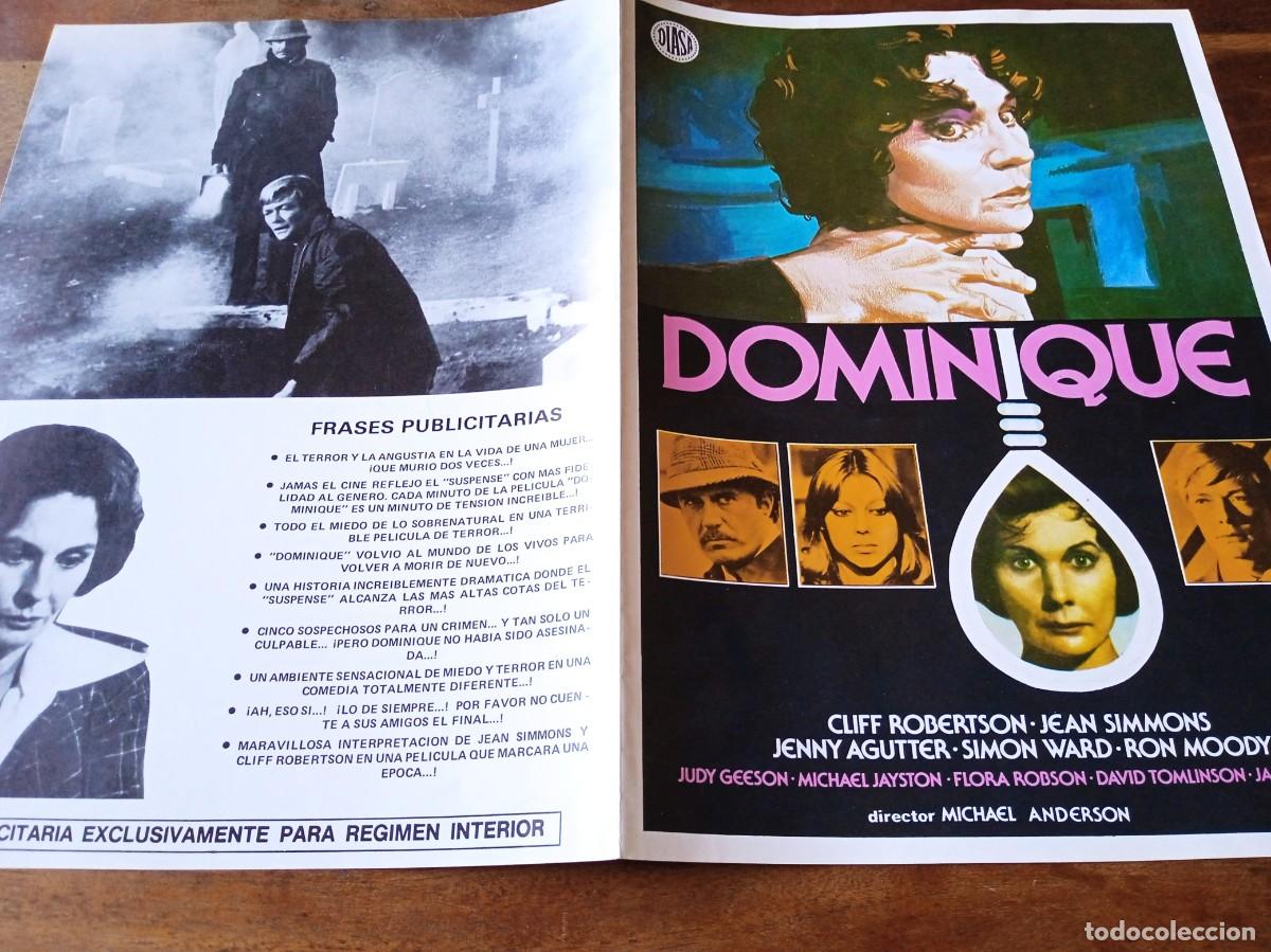 Cine: Dominique - Cliff Robertson, Jean Simmons, Simon Ward - Gu&iacute;a original Diasa 1979