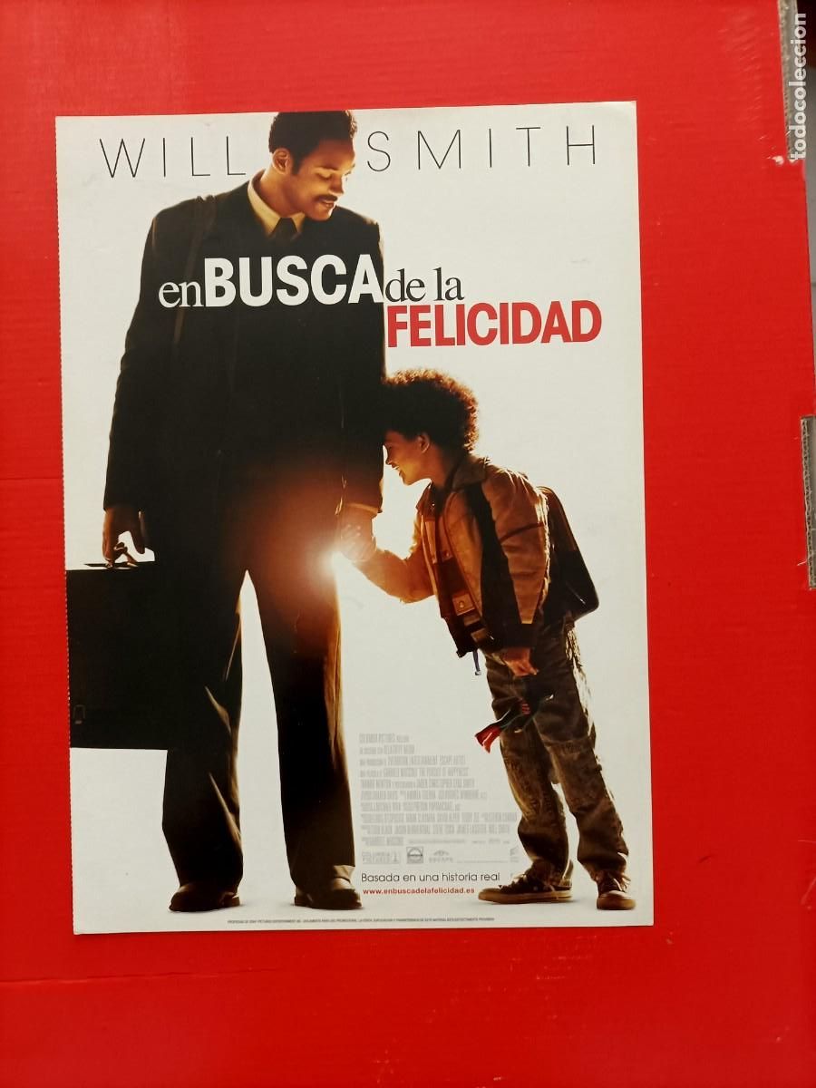 Cine: CARTEL Y FICHA 1 P&Aacute;GINA A DOBLE CARA PEL&Iacute;CULA. EN BUSCA DE LA FELICIDAD, WILL SMITH.