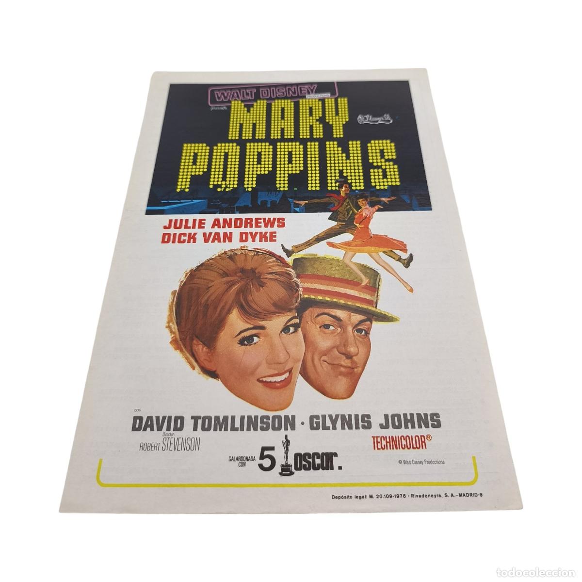 Cine: Mary Poppins (Walt Disney, 1964) - Gu&iacute;a de Prensa Promocional Hoja Doble / Dosier de Prensa (Filmaye