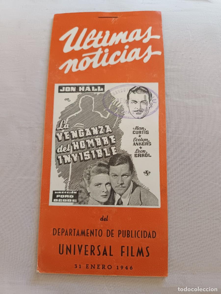 Cine: GUIA CINE TIPO LIBRITO 38 PAGINAS LA VENGANZA DEL HOMBRE INVISIBLE JON HALL
