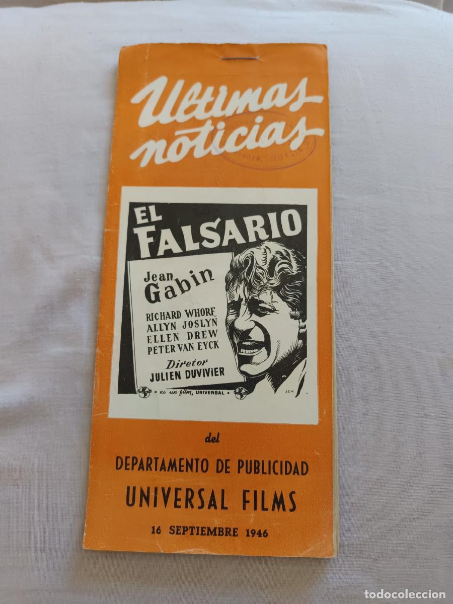 Cine: GUIA CINE TIPO LIBRITO 42 PAGINAS EL FALSARIO JEAN GABIN
