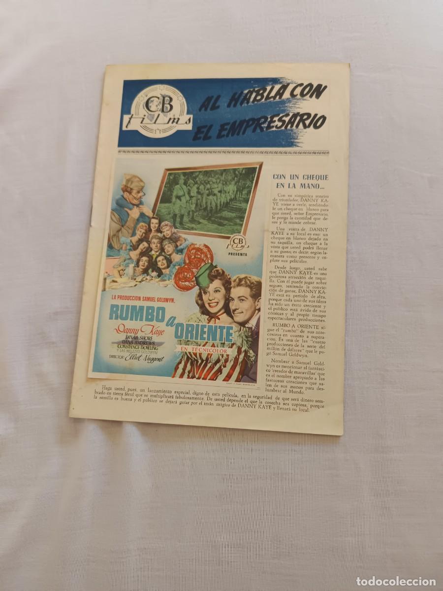 Cine: GUIA CINE TIPO LIBRITO 12 PAGINAS RUMBO A ORIENTE DANNY KAYE