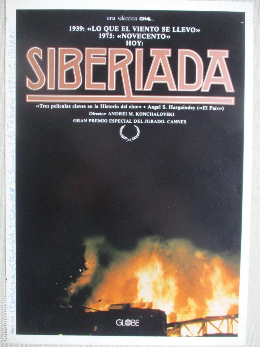 Cine: SIBERIADA. GUIA ORIGINAL ESTRENO. PEDIDO MINIMO EN GUIAS 10 EUROS.