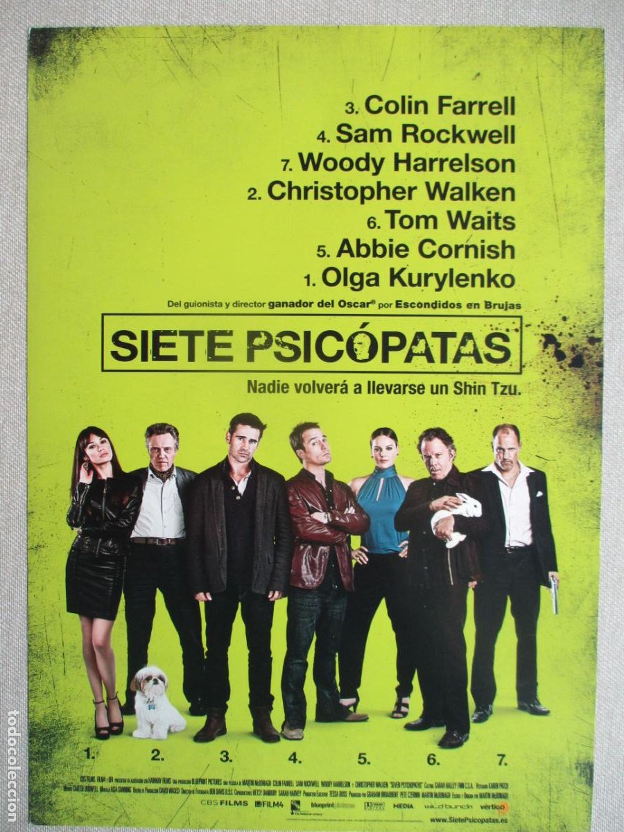 Cine: SIETE PSICOPATAS. GUIA ORIGINAL ESTRENO. PEDIDO MINIMO EN GUIAS 10 EUROS.